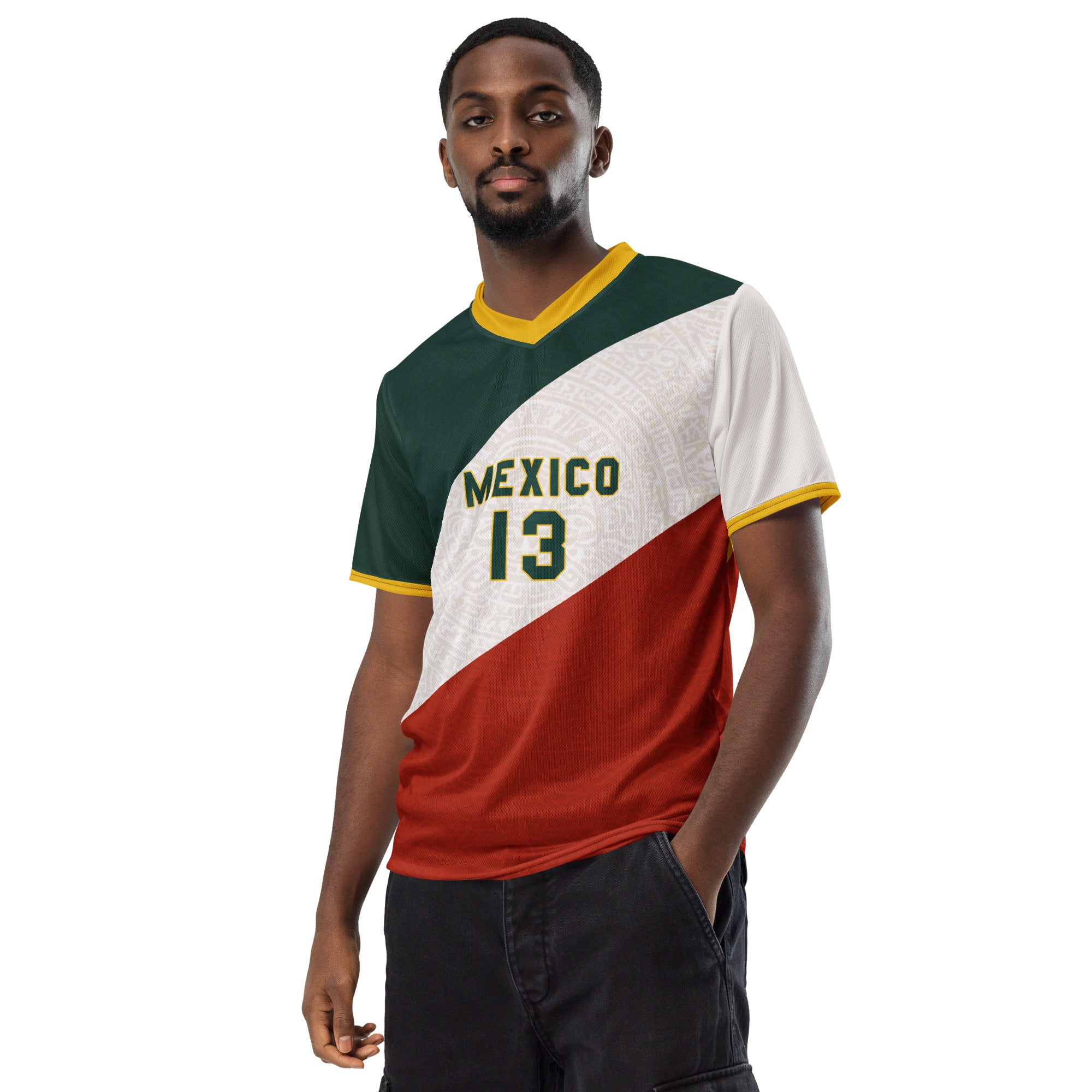 all-over-print-recycled-unisex-sports-jersey-Mexico-tricolor-edition-soccer-jersey-_13-navy-base-with-red-and-white-diagonal-strike-premium-national-team-fanwear-male-front-male-model-view