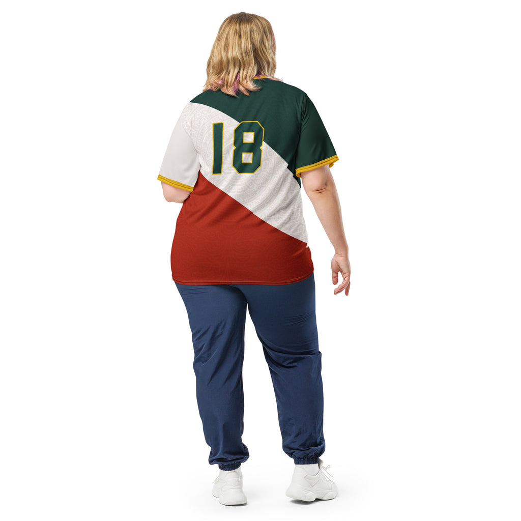 all-over-print-recycled-unisex-sports-jersey-Mexico-tricolor-edition-soccer-jersey-_18-navy-base-with-red-and-white-diagonal-strike-premium-national-team-jersey_female-model-back-view