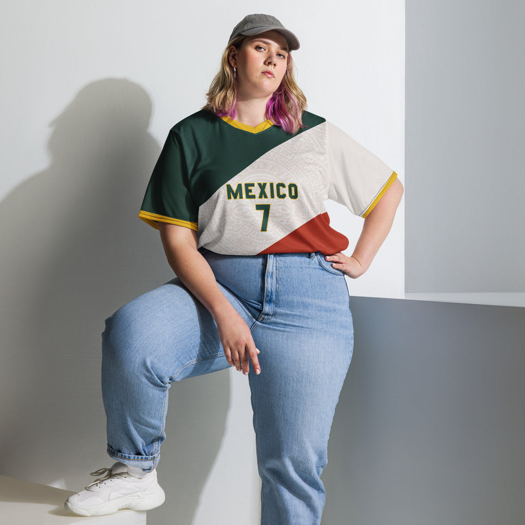 all-over-print-recycled-unisex-sports-jersey-Mexico-tricolor-edition-soccer-jersey-_7-navy-base-with-red-and-white-diagonal-strike-premium-national-team-jersey_female-model