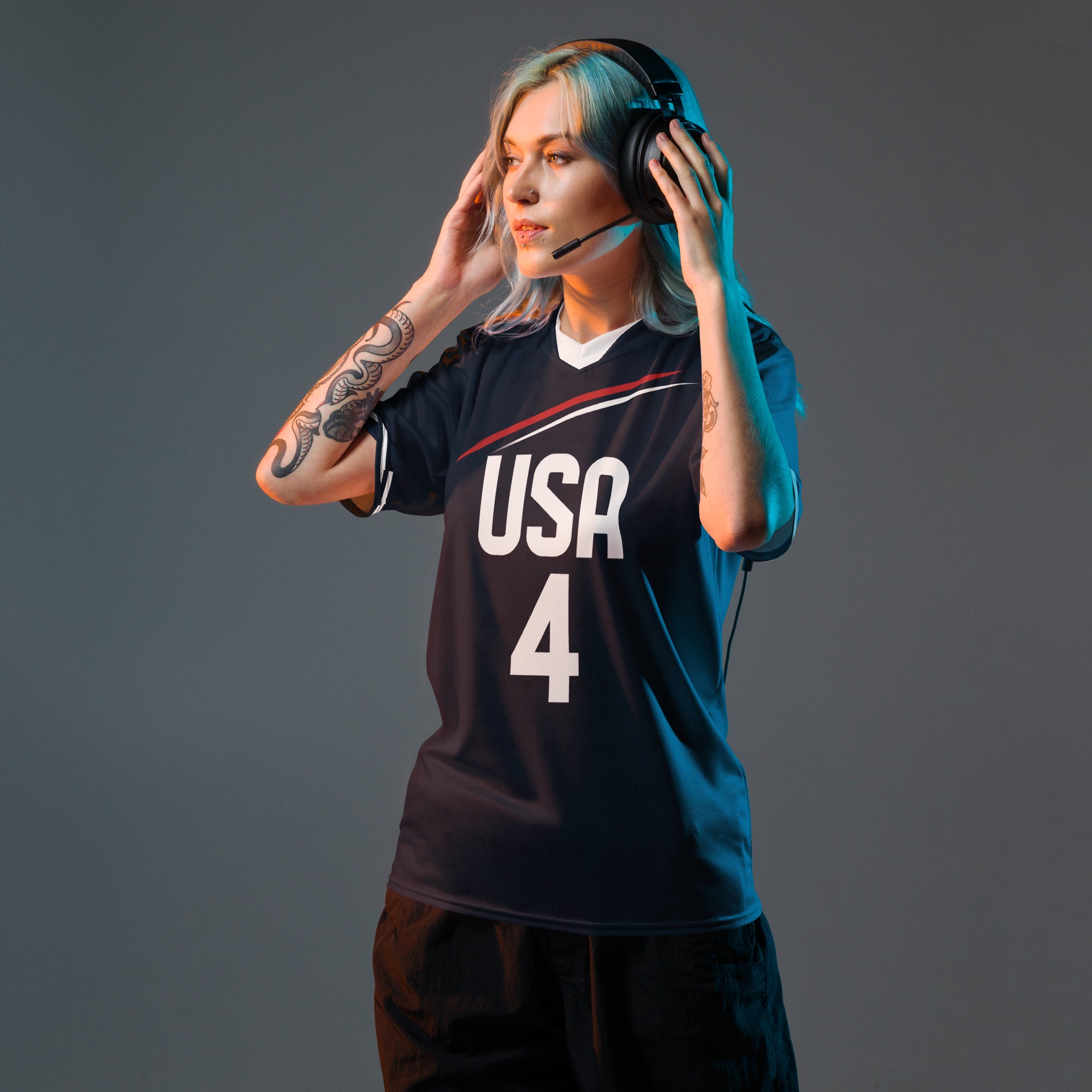 all-over-print-recycled-unisex-sports-jersey-USA-Midnight-Strike-soccer-jersey_navy-base-with-red-and-white-diagonal-strike-premium-national-team-fanwear_front-model