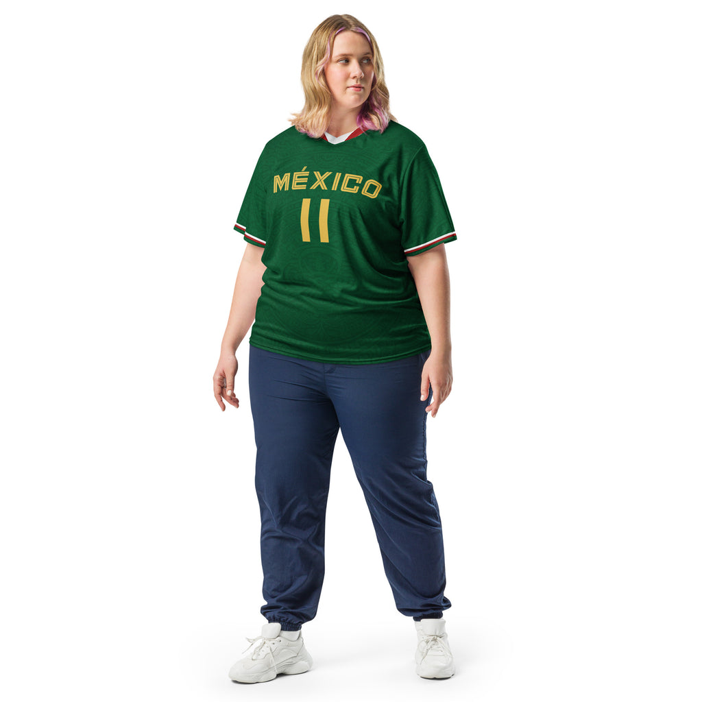 all-over-print-recycled-unisex-sports-jersey-_11-Mexico-Heritage-Verde-edition-soccer-jersey-_-navy-base-with-red-and-white-diagonal-strike-premium-national-team-jersey_female-model-front-view