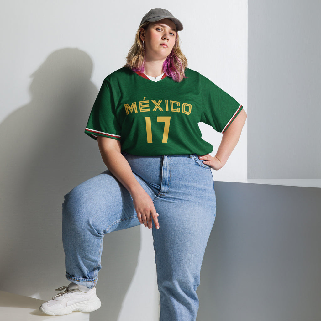 all-over-print-recycled-unisex-sports-jersey-#17-Mexico-Heritage-Verde-edition-soccer-jersey-#-navy-base-with-red-and-white-diagonal-strike-premium-national-team-jersey–female-model