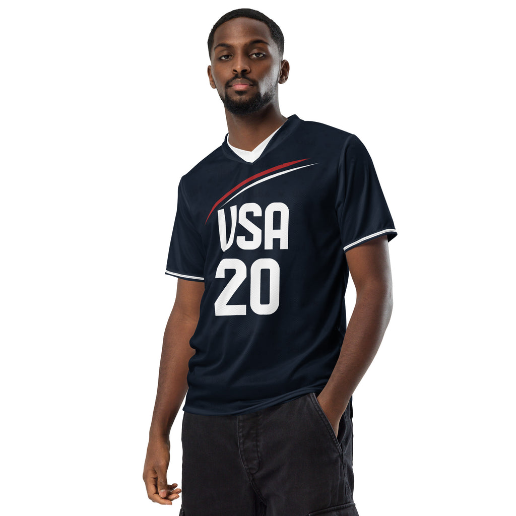 all-over-print-recycled-unisex-sports-jersey-_20-USA-Midnight-Strike-soccer-jersey-navy-base-with-red-and-white-diagonal-strike-premium-national-team-fanwear-male-front-male-model-view