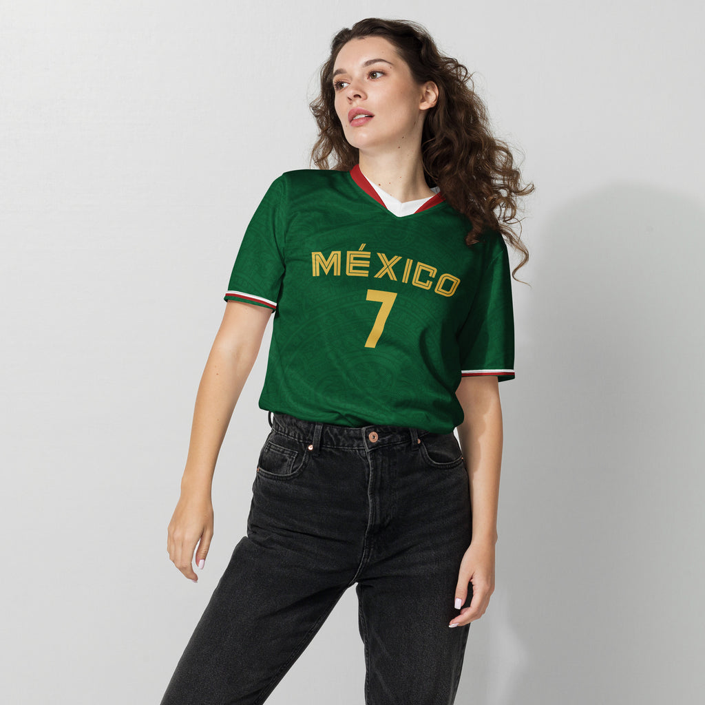 all-over-print-recycled-unisex-sports-jersey-_7-Mexico-Heritage-Verde-edition-soccer-jersey-_-navy-base-with-red-and-white-diagonal-strike-premium-national-team-fanwear-female-model-front-view