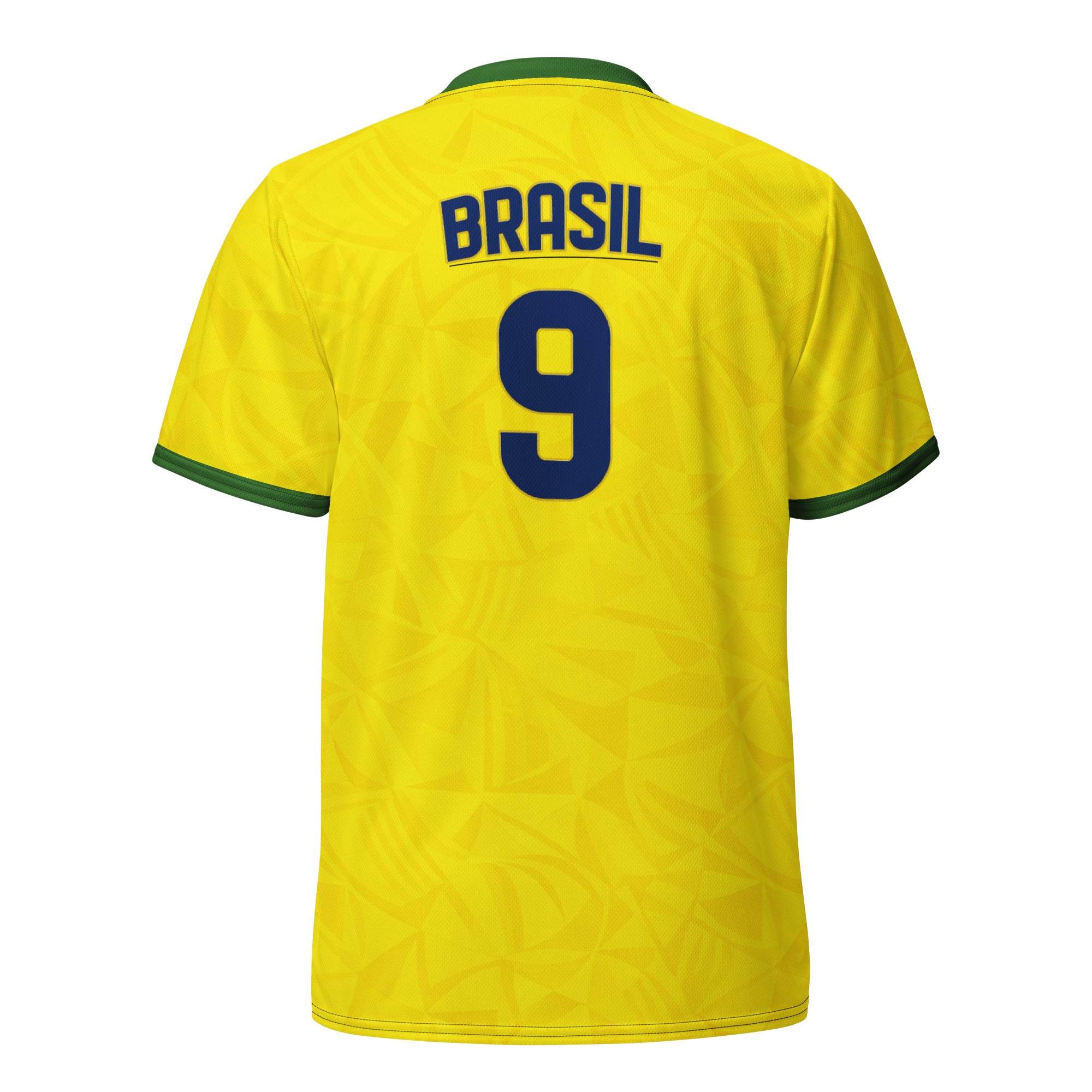 all-over-print-recycled-unisex-sports-jersey-#9-Brazil-Aurora-Amarela-edition-soccer-jersey-vibrant-yellow-with-blue-diagonal-strike-and-geometric-pattern-premium-national-team-fanwear-back-view