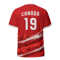 all-over-print-recycled-unisex-sports-jersey-#19-Canada-Northern-Pulse-edition-soccer-jersey-#-red-base-with- with-maple-leaf-and-mountain-graphics-premium-national-team-fanwear-front-view