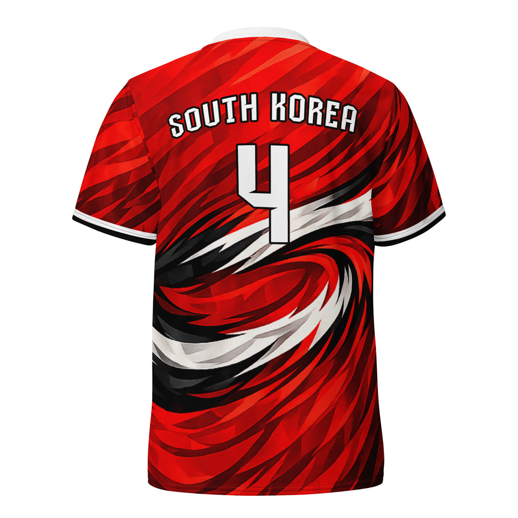 all-over-print-recycled-unisex-sports-jersey-South-Korea-Taegeuk-soccer-jersey- crimson-base-with-sweeping-red black white-wave-design-premium-national-team-fanwear-back-view