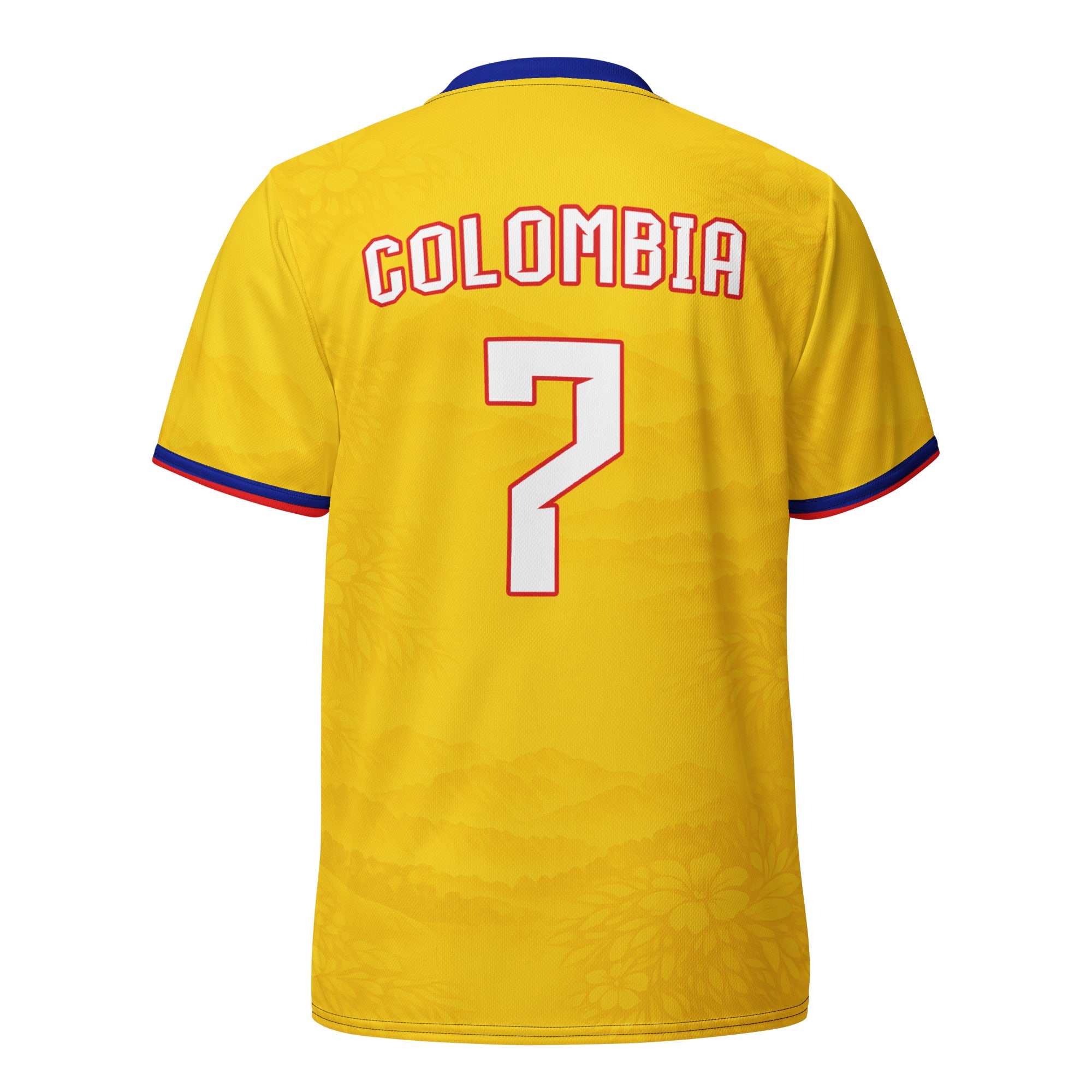 all-over-print-recycled-unisex-sports-jersey-Colombia-Pasión-Cafetera-soccer-jersey-golden-base-with-tricolor-sash-and-coffee leaf-motifs-premium-national-team-fanwear-back-view