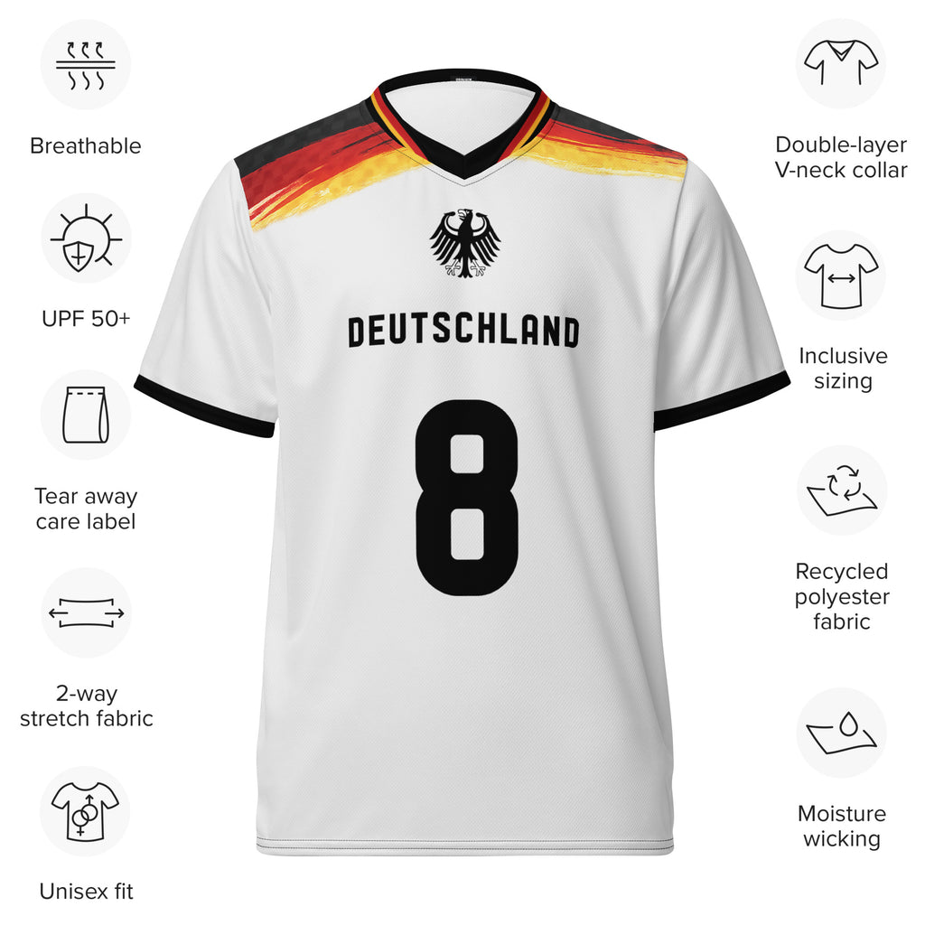 all-over-print-recycled-unisex-sports-jersey-Germany Horizon-edition-soccer-jersey-black-sleeves-with-tricolor-brushstroke-band-and-gold red black-trim-pattern-premium-national-team-fanwear-front-view